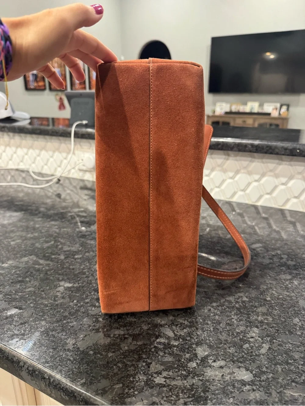 COACH Chelsea 30 in clay suede shoulder bag with gold hardware